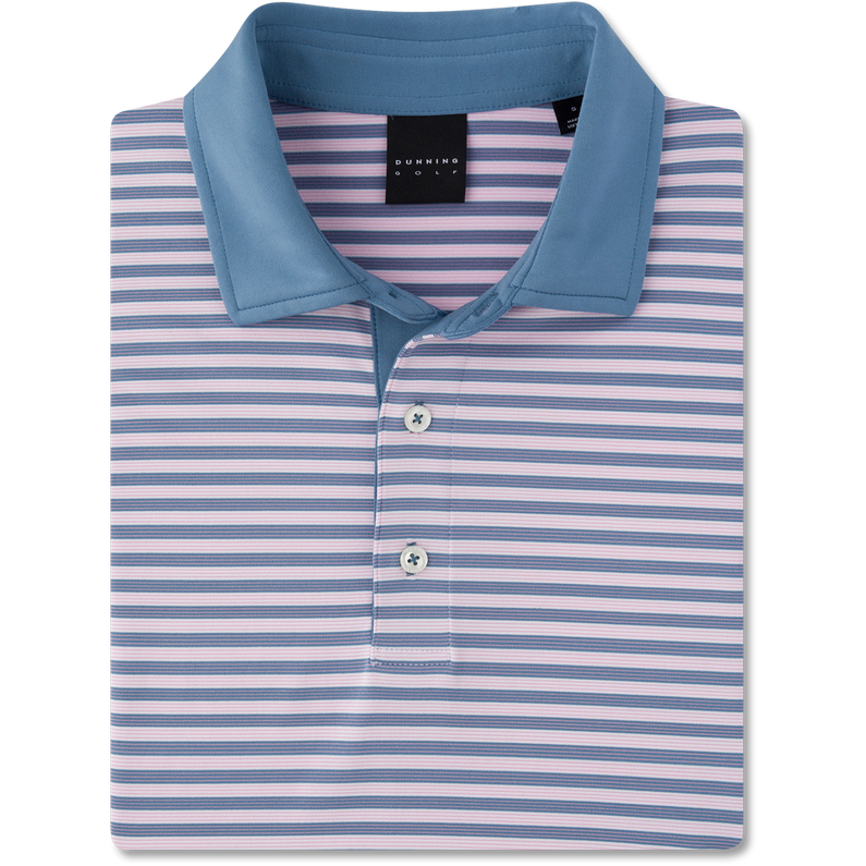 Fennor Stripe Jersey Performance Polo: Force Blue - Dunning