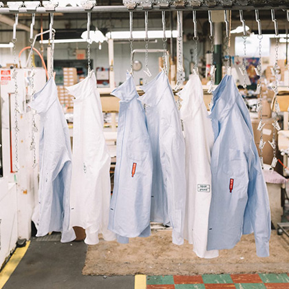 Gitman Bros shirts ganding in shop