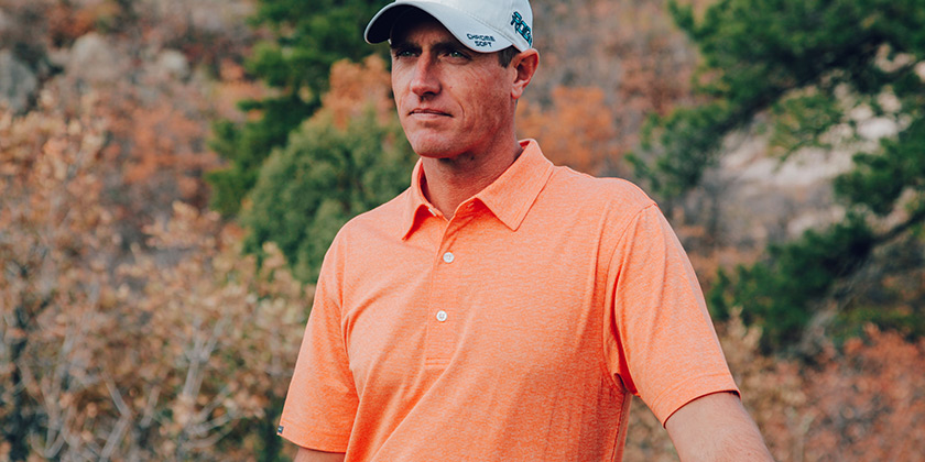 Closeup of Dunning pique shirt collar