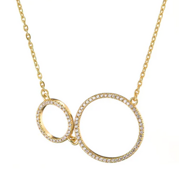 2 Circle Gold Pave Necklace 