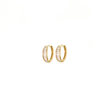 Gold Baguette Huggie Earrings