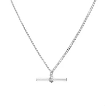 T Curb Bar -Necklace Silver