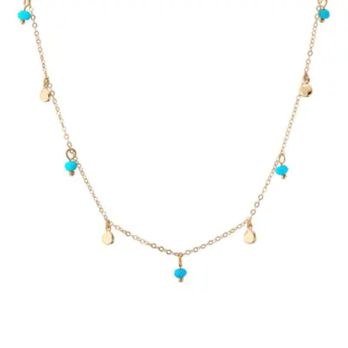 Turquoise & Gold Droplet Necklace Gold