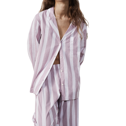 Classic Pyjama Set Mauve Stripe