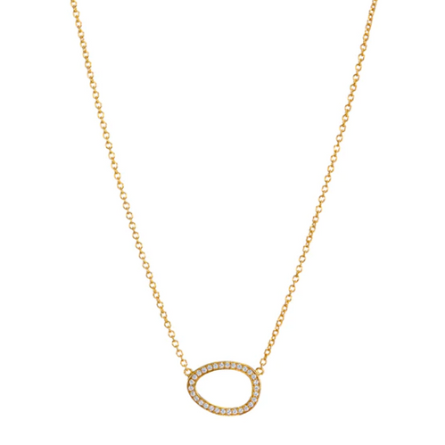 Gold Pave Oval Necklace