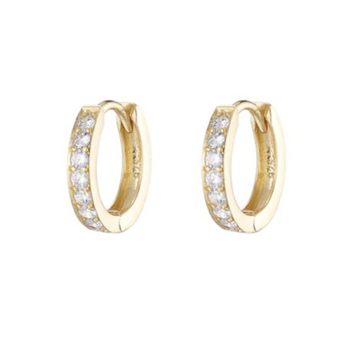 Gold Chunky Pavé Huggie Earrings