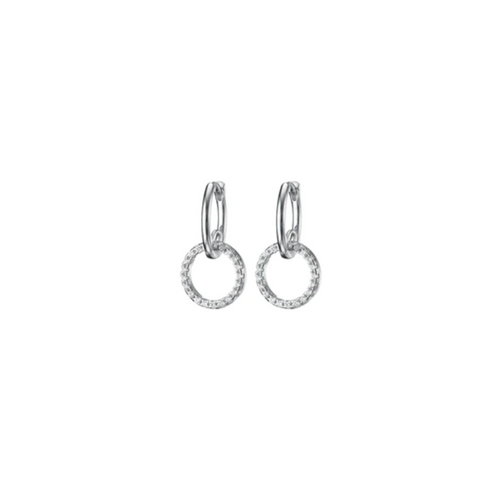 Silver Double Circle Huggies & Zircon