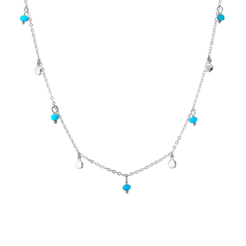 Silver Turquoise Droplet Necklace