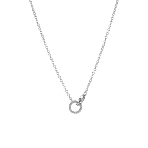 Silver Interlocking Pave Circle Necklace