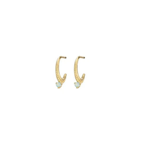 Gold Mini Hoops with Opal