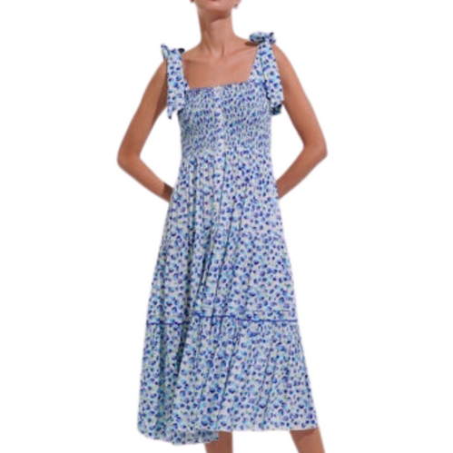 Long Dress Triny V White Blue Alamy