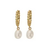 Small Hoops with Pearl Charm Gold 