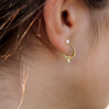Gold Mini Hoops with Opal
