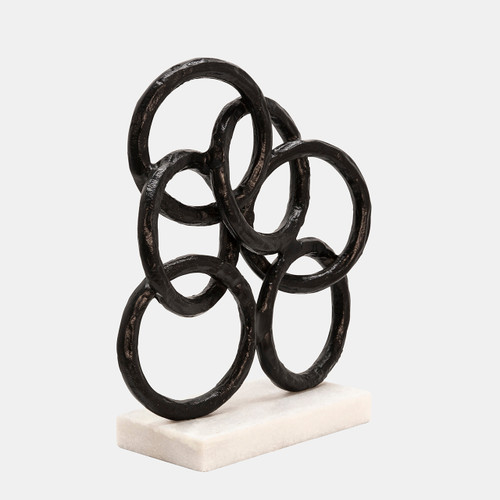 [Picklist]  13" Metal Rings On Marble Base, Black