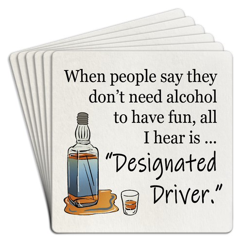 Paper coaster printed with Designated driver