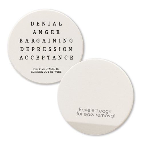 The Five Stages of Running Out of Wine Car Coaster / Magnet