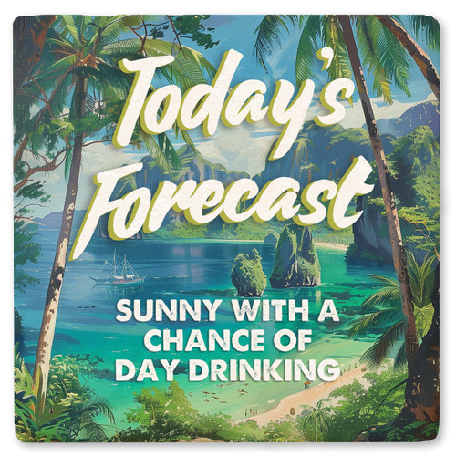 Economy coaster made of absorbent ceramic & cork back printed with Today's Forecast Sunny Economy coaster