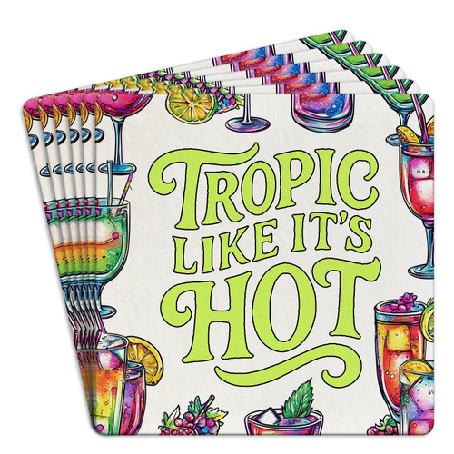 Paper coaster printed with Tropic Like It's Hot