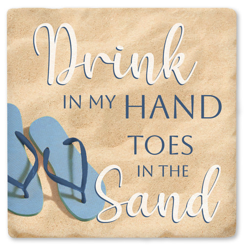 Coastal Drink in my Hand Ceramic Coaster