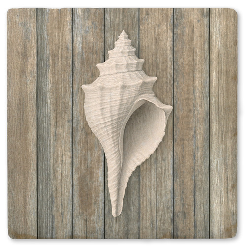 Coastal Spiral Shell Ceramic Coaster