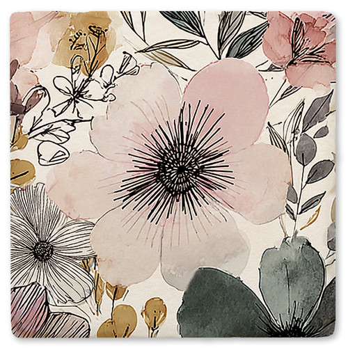 Floral Pink Center Ceramic Coaster
