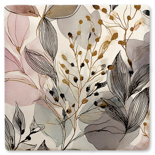 Floral Leaves #1 Ceramic Coaster