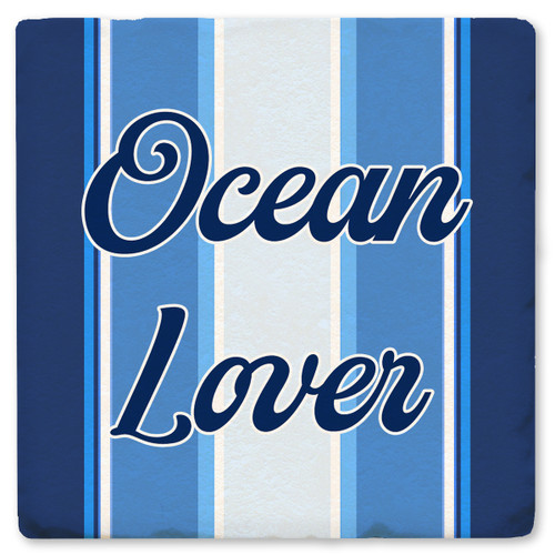 Nautical Ocean Lover Stripe Ceramic Coaster