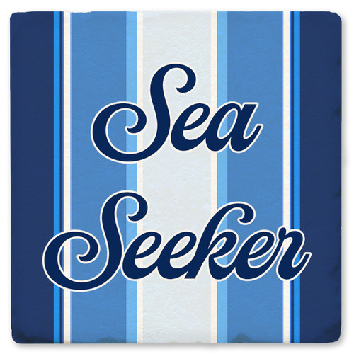 Nautical Sea Seeker Stripe Ceramic Coaster