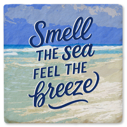Nautical Smell the Sea Feel the Breeze Ceramic Coaster