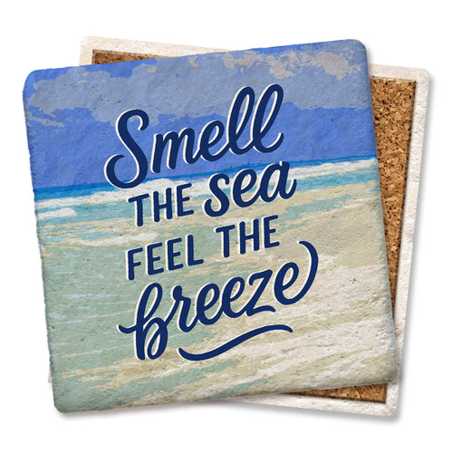 Nautical Smell the Sea Feel the Breeze Limestone Coaster