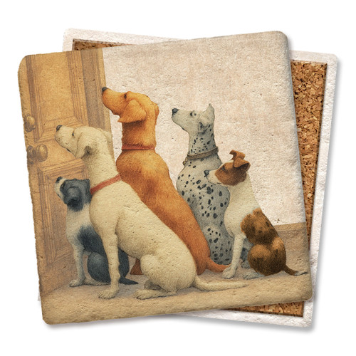 Pets Dogs At Door Limestone Coaster