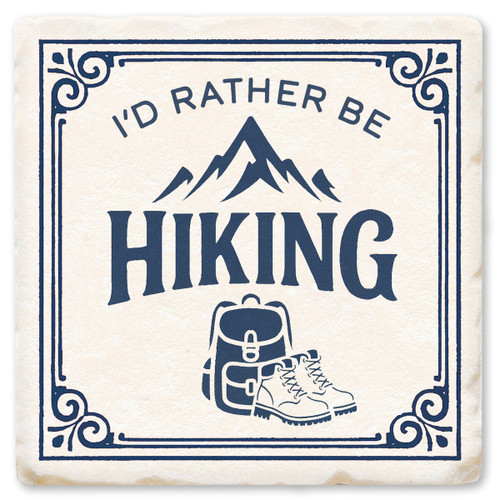 Mountain Rather Be Hiking Ceramic Coaster