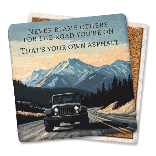 Mountain Never Blame Others Limestone Coaster
