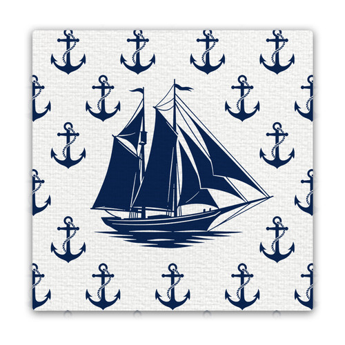 Nautical Schooner With Anchors Mini Masterpiece Magnet