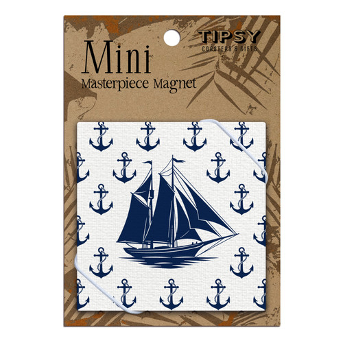 Nautical Schooner With Anchors Mini Masterpiece Magnet