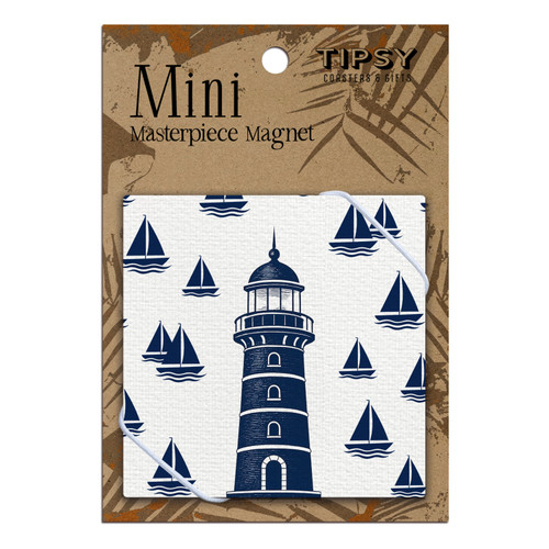 Nautical Lighthouse With Sailboats Mini Masterpiece Magnet