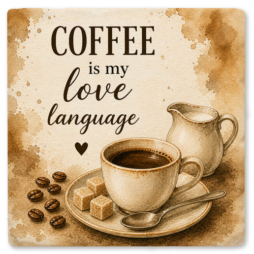 Coffee is My Love Language Ceramic Coaster