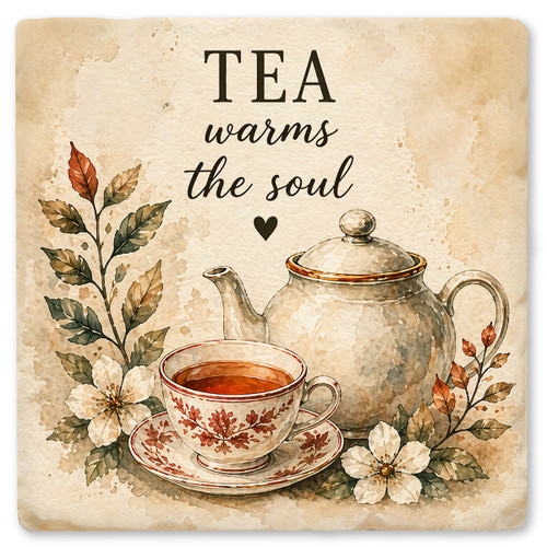 Tea Warms the Soul Ceramic Coaster