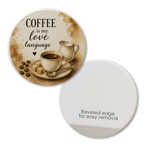 Coffee is My Love Language Car Coaster