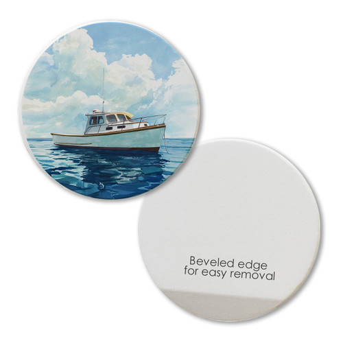 Nautical Fishing Boat Watercolor Car Coaster