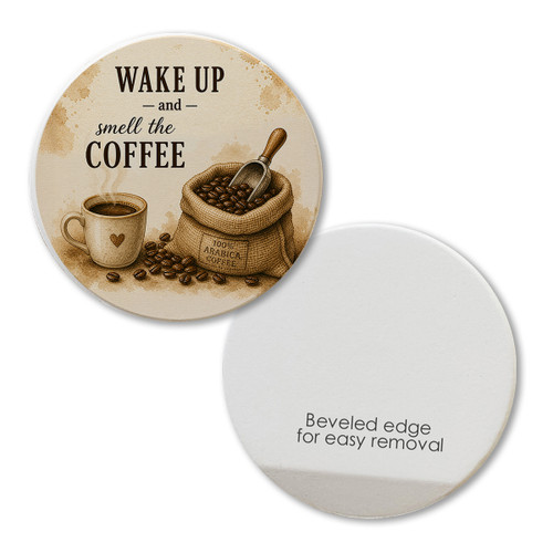 Wake Up and Smell the Coffee Car Coaster