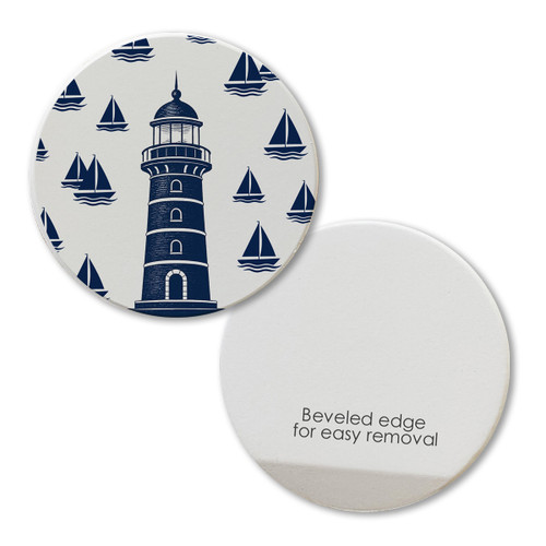 Nautical Lighthouse with Sailboats Car Coaster