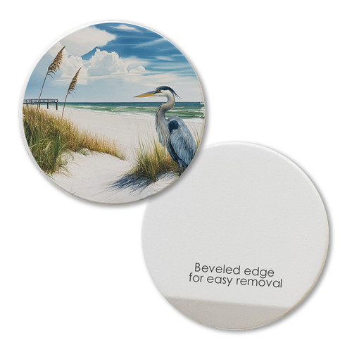 Coastal Heron on Beach Car Coaster