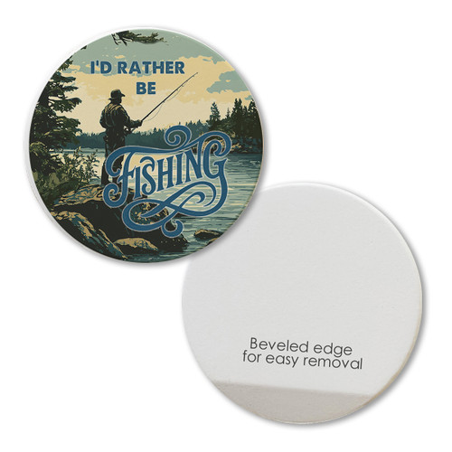 Mountain Rather Be Fishing Car Coaster