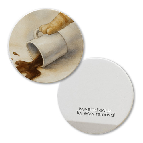 Pets Cat Spilled Coffee Car Coaster