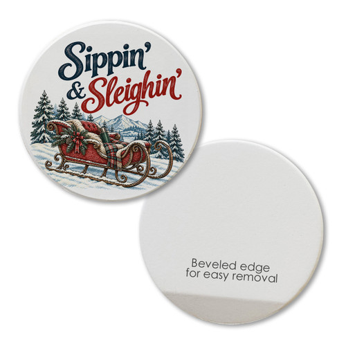 Sippin' and Sleighin' Car Coaster