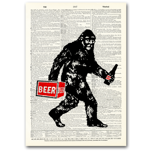 Bigfoot Beer Run Dictionary Art Sign