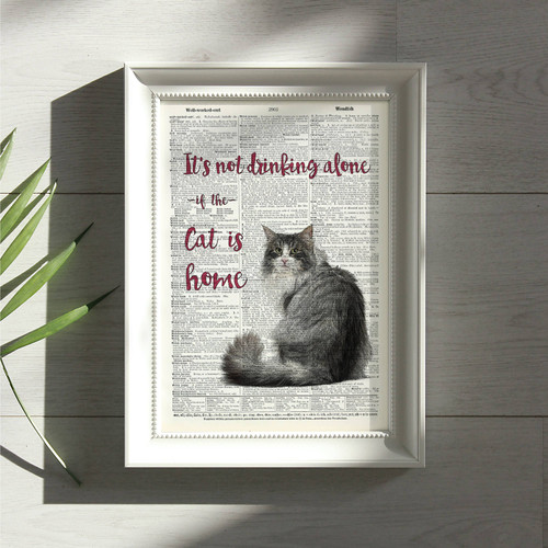 Its Not Drinking Alone Cat Dictionary Art Sign - Tipsy Coasters