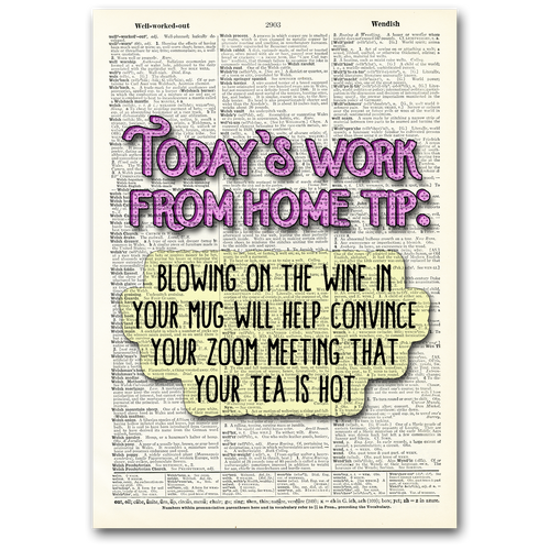 Work From Home Tip Dictionary Art Sign