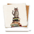 Ceramic coaster showing detail of a cat sitting on a stack of books wearing glasses